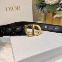 Dior Unisex CD 30 Montaigne Belt Black Cannage Calfskin 3 CM Width (8)