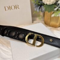 Dior Unisex CD 30 Montaigne Belt Black Cannage Calfskin 3 CM Width (8)