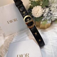 Dior Unisex CD 30 Montaigne Belt Black Cannage Calfskin 3 CM Width (8)