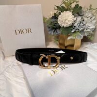 Dior Unisex CD 30 Montaigne Belt Black Cannage Calfskin 3 CM Width (8)