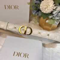 Dior Unisex CD 30 Montaigne Belt Latte Cannage Calfskin 3 CM Width (3)