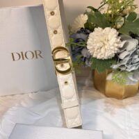 Dior Unisex CD 30 Montaigne Belt Latte Cannage Calfskin 3 CM Width (3)