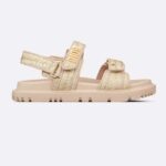 Sandalo unisex Dior CD Dioract in rafia intrecciata color juta