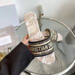 Dior Unisex CD Dway Slide Beige Black Embroidered Cotton Toile De Jouy Voyage – Image 7