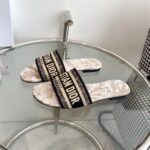 Dior Unisex CD Dway Slide Beige Black Embroidered Cotton Toile De Jouy Voyage – Image 2