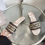 Dior Unisex CD Dway Slide Beige Black Embroidered Cotton Toile De Jouy Voyage – Image 6