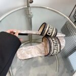 Dior Unisex CD Dway Slide Beige Black Embroidered Cotton Toile De Jouy Voyage – Image 5