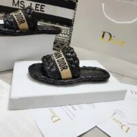 Dior Unisex CD Dway Slide Black Raffia Embroidered Cotton (6)