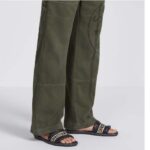 Dior Unisex CD Dway Slide Black Raffia Embroidered Cotton - immagine 10