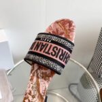 Dior Unisex CD Dway Slide Embroidered Cotton Indy Pink Multicolor Toile De Jouy Voyage - Image 9