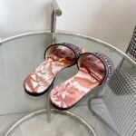 Dior Unisex CD Dway Slide Embroidered Cotton Indy Pink Multicolor Toile De Jouy Voyage - Image 5