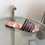 Dior Unisex CD Dway Slide Embroidered Cotton Indy Pink Multicolor Toile De Jouy Voyage - Image 2