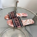 Dior Unisex CD Dway Slide Embroidered Cotton Indy Pink Multicolor Toile De Jouy Voyage - Image 4