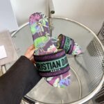 Dior Unisex CD Dway Slide Embroidered Cotton Purple Multicolor Toile De Jouy Voyage - Image 6