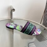 Dior Unisex CD Dway Slide Embroidered Cotton Purple Multicolor Toile De Jouy Voyage - Image 2