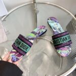 Dior Unisex CD Dway Slide Embroidered Cotton Purple Multicolor Toile De Jouy Voyage - Image 7