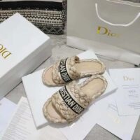 Dior Unisex CD Dway Slide Jute-Colored Embroidered Raffia Cotton (5)