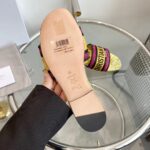 Dior Unisex CD Dway Slide Lime Yellow Multicolor Embroidered Cotton Toile De Jouy Voyage – Image 10