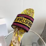 Dior Unisex CD Dway Slide Lime Yellow Multicolor Embroidered Cotton Toile De Jouy Voyage – Image 9