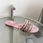 Dior Unisex CD Dway Slide Pink Gray Embroidered Cotton Toile De Jouy Sauvage - immagine 2