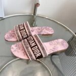 Dior Unisex CD Dway Slide Pink Gray Embroidered Cotton Toile De Jouy Sauvage - immagine 3