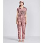 Dior Unisex CD Dway Slide Pink Gray Embroidered Cotton Toile De Jouy Sauvage - immagine 11