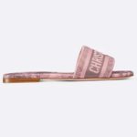 Dior CD Dway Slide unisex in cotone ricamato rosa grigio Toile De Jouy Sauvage