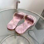 Dior Unisex CD Dway Slide Pink Gray Embroidered Cotton Toile De Jouy Sauvage - immagine 5