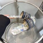 Dior Unisex CD Dway Slide White Multicolor Embroidered Cotton Étoile De Voyage Motif - immagine 8