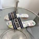 Dior Unisex CD Dway Slide White Multicolor Embroidered Cotton Étoile De Voyage Motif - immagine 4