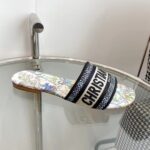 Dior Unisex CD Dway Slide White Multicolor Embroidered Cotton Étoile De Voyage Motif - immagine 2