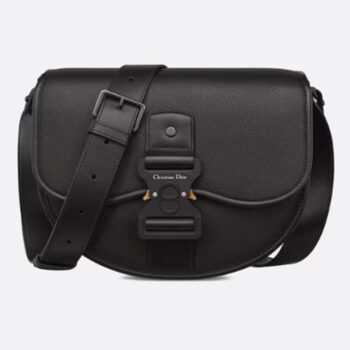 Dior Unisex CD Gallop Bag Strap Black Grained Calfskin