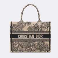 Dior Unisex CD Medium Book Tote Beige Multicolor Toile De Jouy Voyage Embroidery (7)