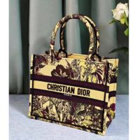 Dior Unisex CD Medium Book Tote Yellow Multicolor Toile De Jouy Voyage Embroidery (2)