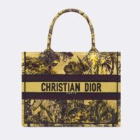 Dior Unisex CD Medium Book Tote Yellow Multicolor Toile De Jouy Voyage Embroidery (2)