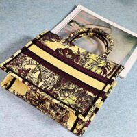 Dior Unisex CD Medium Book Tote Yellow Multicolor Toile De Jouy Voyage Embroidery (2)