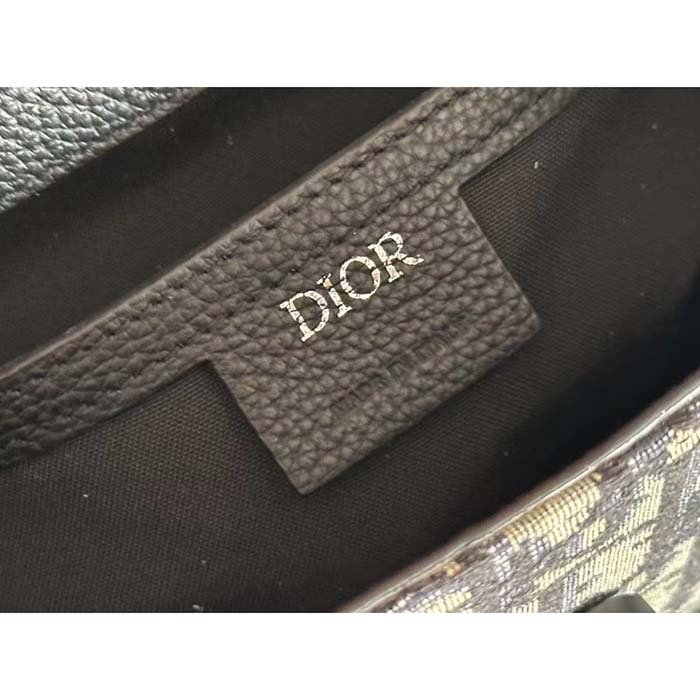 Dior Unisex CD Mini Gallop Sling Bag Beige Black Oblique Jacquard Black Grained Calfskin