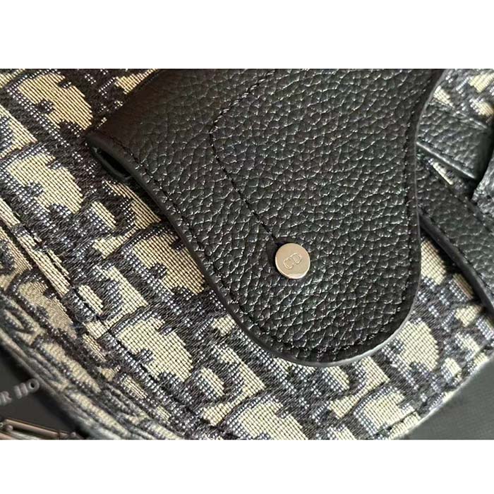 Dior Unisex CD Mini Gallop Sling Bag Beige Black Oblique Jacquard Black Grained Calfskin (5)