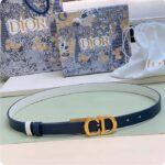 Dior Unisex CD Reversible Saddle Belt Golden Saddle Blue Latte Smooth Calfskin - Image 2