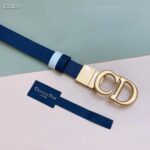Dior Unisex CD Reversible Saddle Belt Golden Saddle Blue Latte Smooth Calfskin - Image 4
