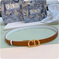 Dior Unisex CD Reversible Saddle Belt Golden Saddle Caramel Beige Smooth Calfskin (8)