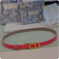 Dior Unisex CD Reversible Saddle Belt Golden Saddle Rani Pink Latte Smooth Calfskin (5)