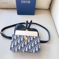 Dior Unisex CD Saddle Belt Pouch Blue Oblique Jacquard Front ‘D’ Stirrup (4)