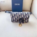 Dior Unisex CD Saddle Belt Pouch Blue Oblique Jacquard Front 'D' Stirrup – Image 4