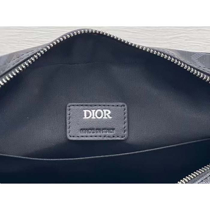 Dior Unisex Hit The Road Bag Messenger Pouch Black CD Diamond Canvas Smooth Calfskin (4)