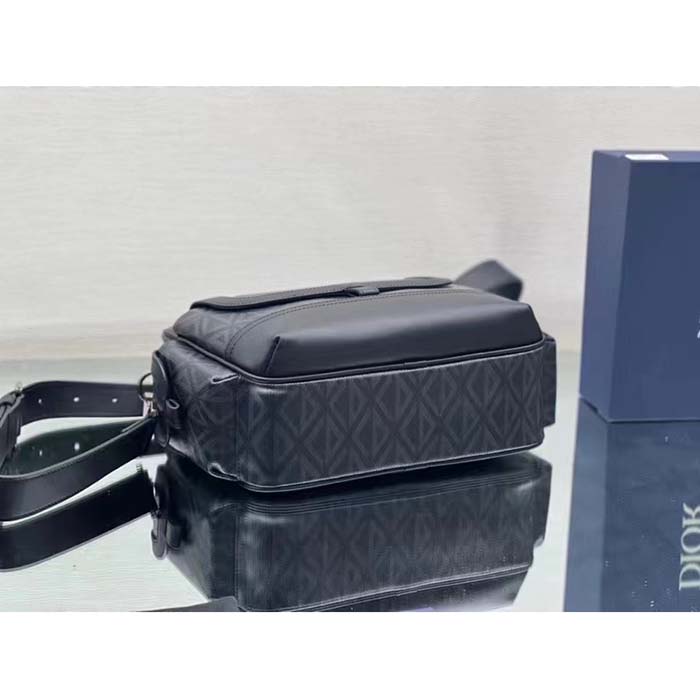 Dior Unisex Hit The Road Bag Messenger Pouch Black CD Diamond Canvas Smooth Calfskin (7)