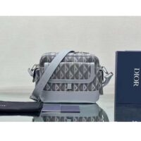 Dior Unisex Hit The Road Bag Messenger Pouch Gray CD Diamond Canvas Smooth Calfskin (3)