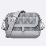 Dior Unisex Hit The Road Bag Messenger Pouch Gray CD Diamond Canvas Smooth Calfskin