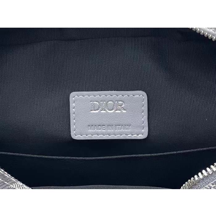Dior Unisex Hit The Road Bag Messenger Pouch Gray CD Diamond Canvas Smooth Calfskin