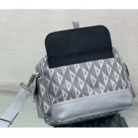 Dior Unisex Hit The Road Bag Messenger Pouch Gray CD Diamond Canvas Smooth Calfskin (3)